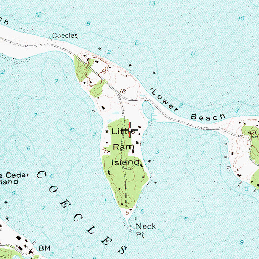 Topographic Map of Little Ram Island, NY