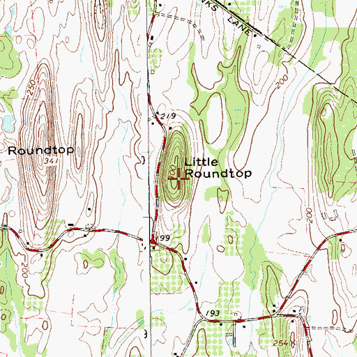 Topographic Map of Little Roundtop, NY