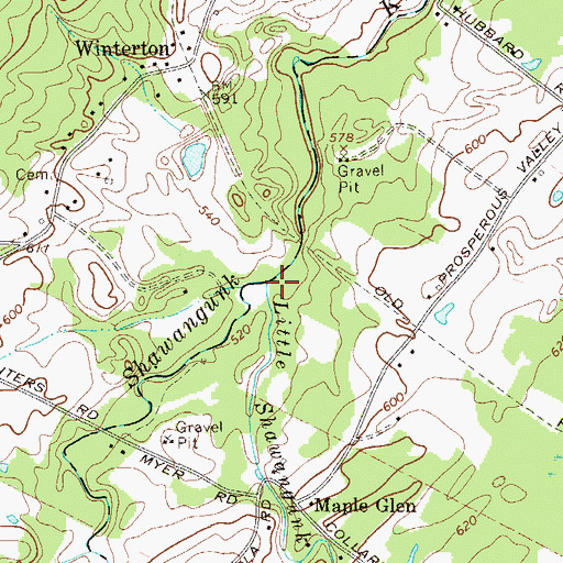 Topographic Map of Little Shawangunk Kill, NY