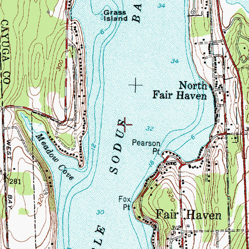 Topographic Map of Little Sodus Bay, NY