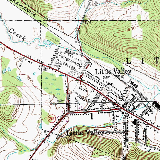 Topographic Map of Little Valley, NY