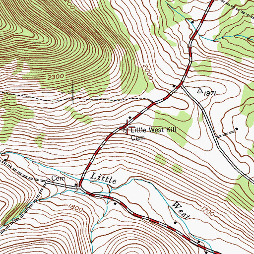 Topographic Map of Little West Kill Cemetery, NY