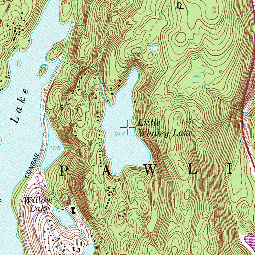Topographic Map of Little Whaley Lake, NY
