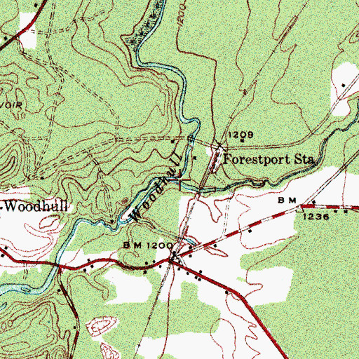 Topographic Map of Little Woodhull Creek, NY