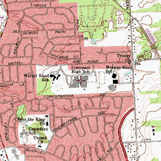 Topographic Map of Liverpool High School, NY
