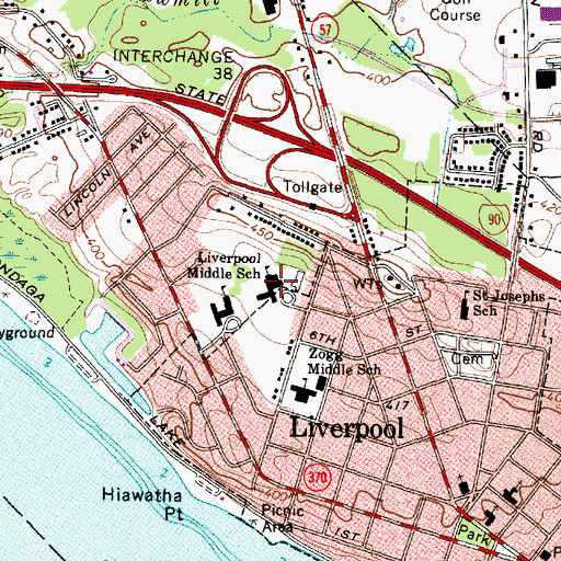 Topographic Map of Liverpool Middle School, NY