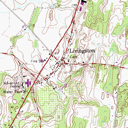 Topographic Map of Livingston, NY
