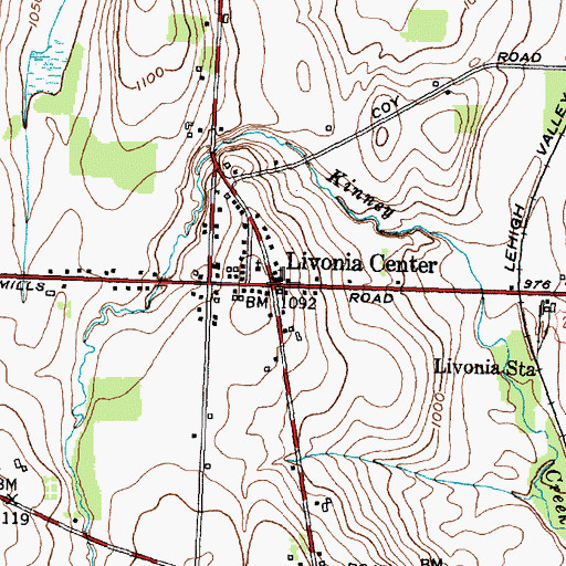 Topographic Map of Livonia Center, NY