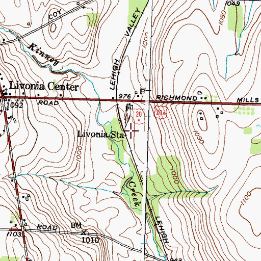 Topographic Map of Livonia Station, NY