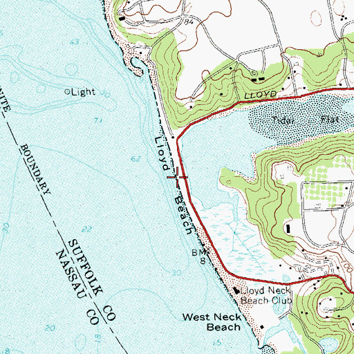 Topographic Map of Lloyd Beach, NY