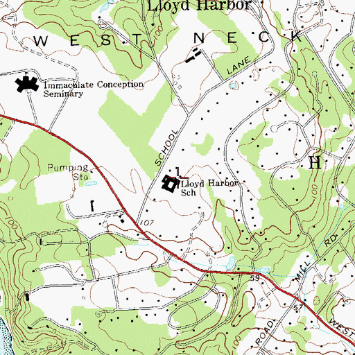 Topographic Map of Lloyd Harbor Elementary School, NY