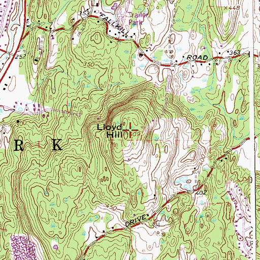 Topographic Map of Lloyd Hill, NY
