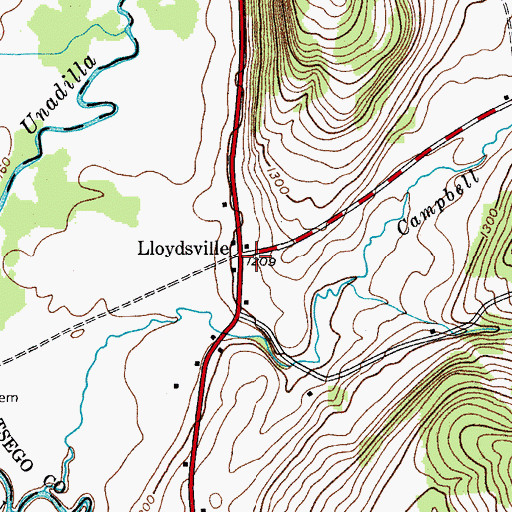 Topographic Map of Lloydsville, NY