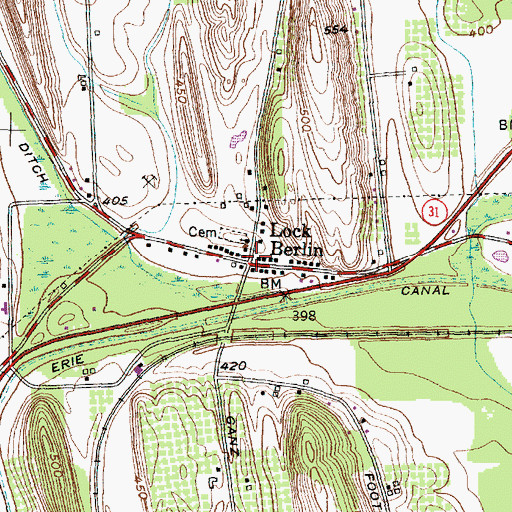 Topographic Map of Lock Berlin, NY