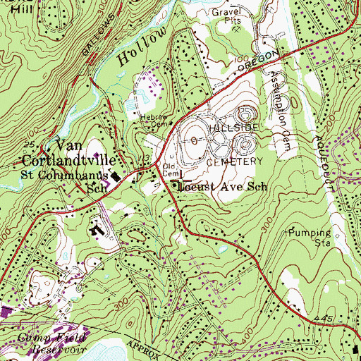 Topographic Map of Locust Avenue School, NY