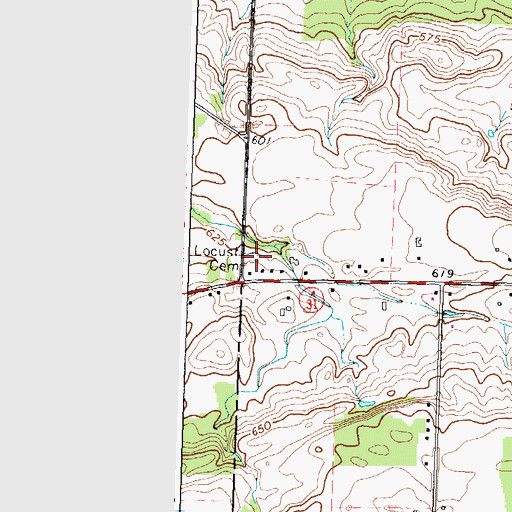 Topographic Map of Locust Hill Cemetery, NY