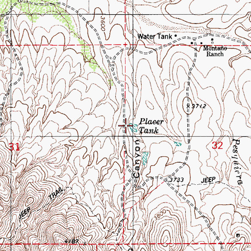 Topographic Map of Placer Tank, AZ