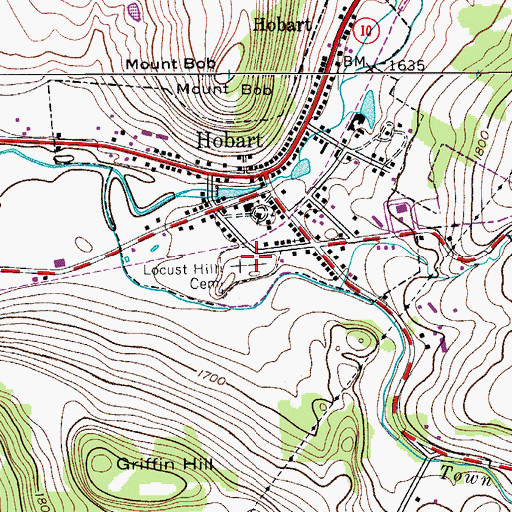 Topographic Map of Locust Hill Cemetery, NY