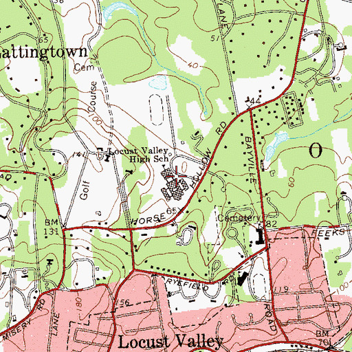 Topographic Map of Locust Valley High School, NY