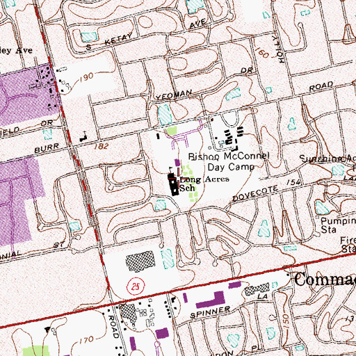 Topographic Map of Long Acres School, NY
