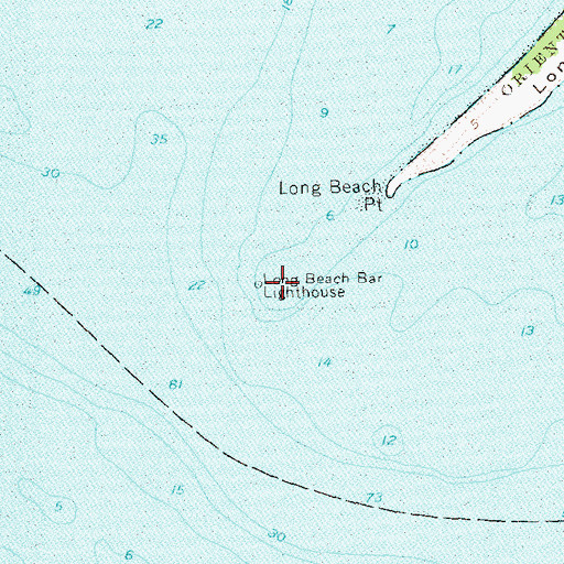 Topographic Map of Long Beach Bar Lighthouse, NY