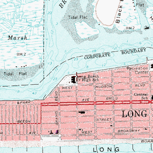 Topographic Map of Lindell Boulevard School, NY