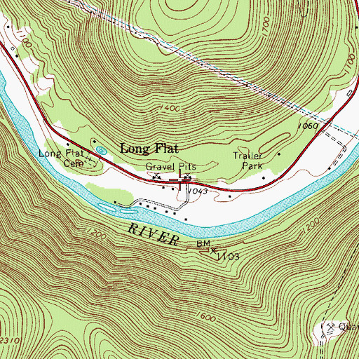 Topographic Map of Long Flat, NY
