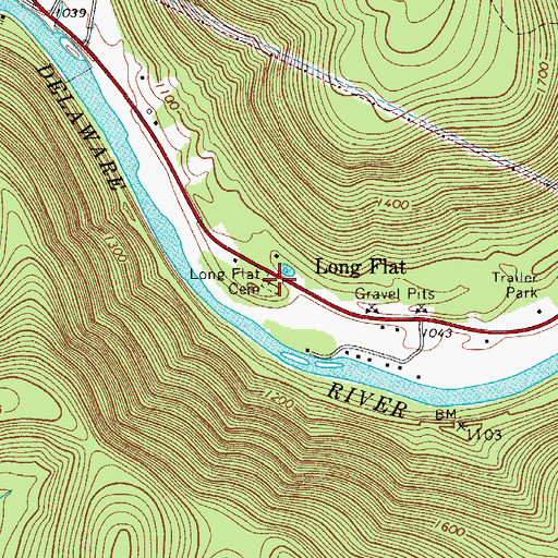 Topographic Map of Long Flat Cemetery, NY