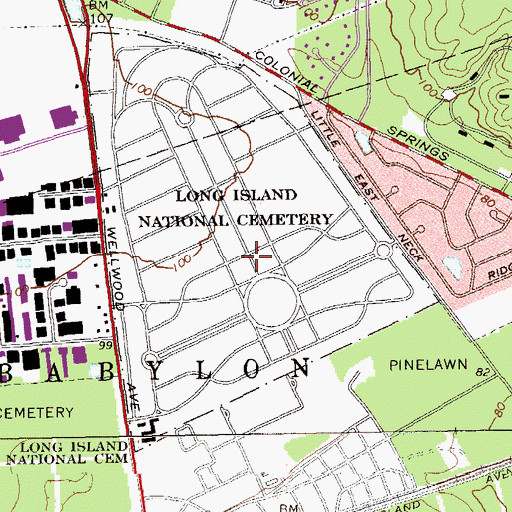 Topographic Map of Long Island National Cemetery, NY