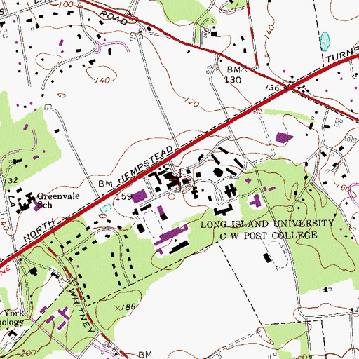 Topographic Map of Long Island University C W Post Campus, NY
