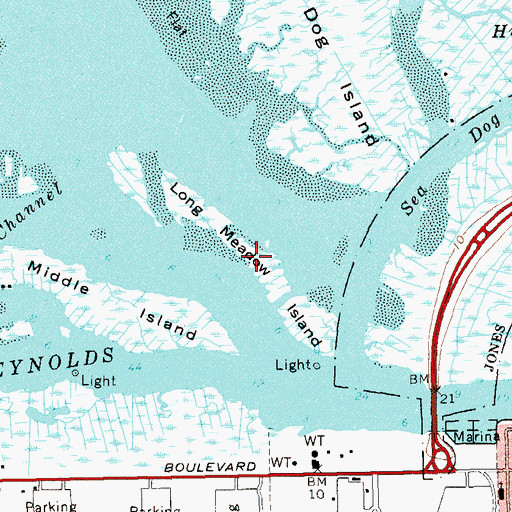 Topographic Map of Long Meadow Island, NY