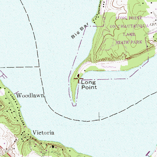 Topographic Map of Long Point, NY