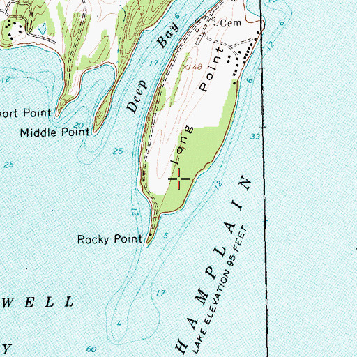 Topographic Map of Long Point, NY