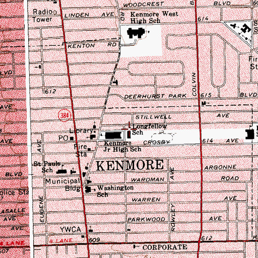 Topographic Map of Longfellow School, NY