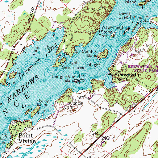 Topographic Map of Longue Vue Island, NY