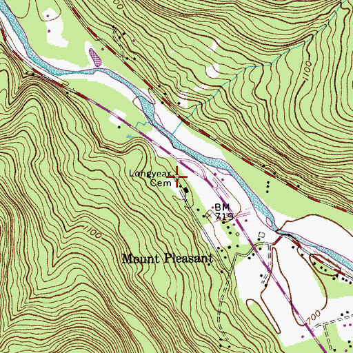 Topographic Map of Longyear Cemetery, NY