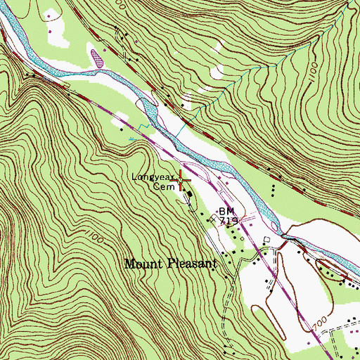 Topographic Map of Longyear Cemetery, NY