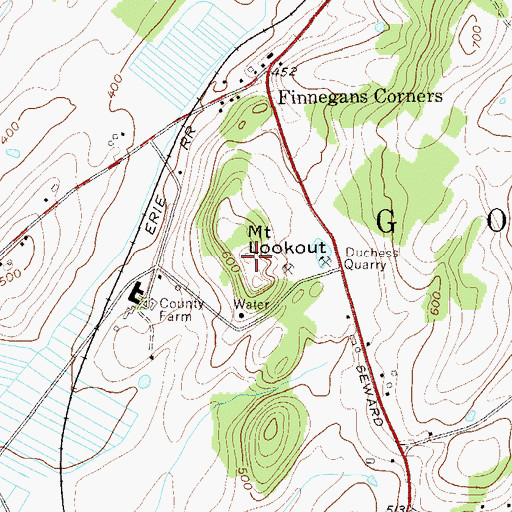 Topographic Map of Mount Lookout, NY