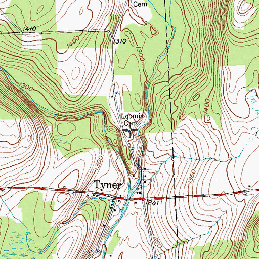 Topographic Map of Loomis Cemetery, NY