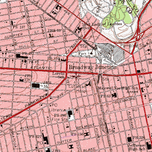 Topographic Map of Loreto School, NY