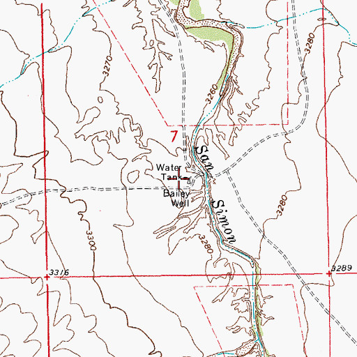 Topographic Map of Bailey Well, AZ