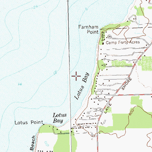 Topographic Map of Lotus Bay, NY