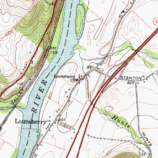 Topographic Map of Lounsberry United Methodist Church, NY