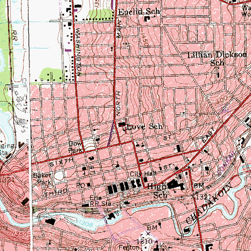 Topographic Map of Samuel G Love Elementary School, NY