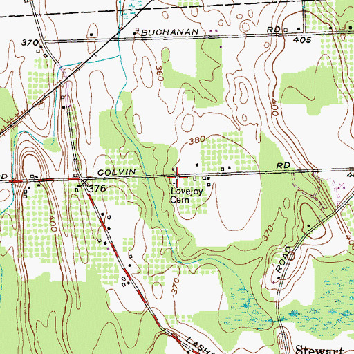 Topographic Map of Lovejoy Cemetery, NY
