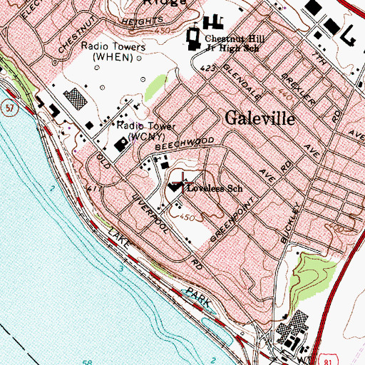 Topographic Map of Loveless School, NY
