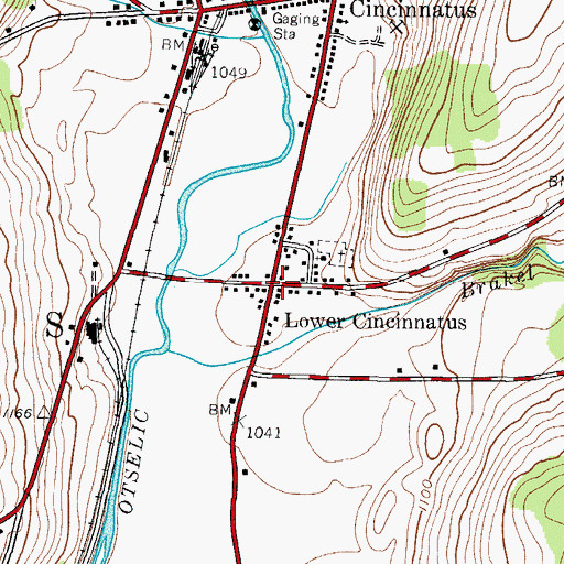 Topographic Map of Lower Cincinnatus, NY