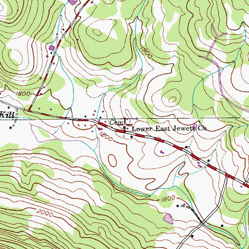 Topographic Map of Lower East Jewett Church, NY