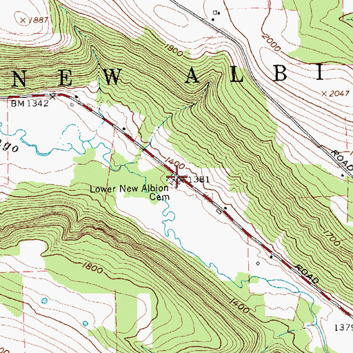 Topographic Map of Lower New Albion Cemetery, NY
