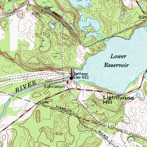Topographic Map of Lower Reservoir, NY